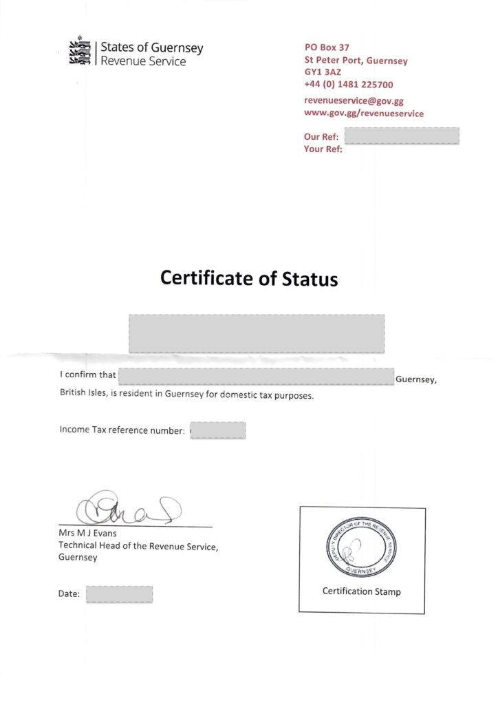 Guernsey Tax Residency Certificate Private Crowdestate